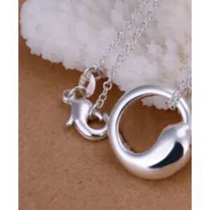 Eternal Circle Mini Pendant stamped .925 Sterling Silver Necklace Fine Chain